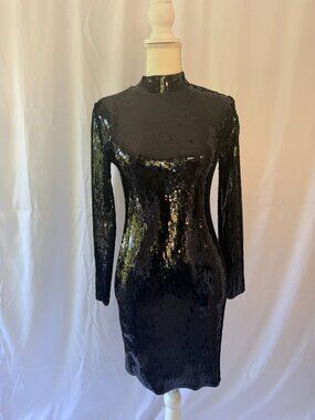 Express Long Sleeve Black Sequin dress